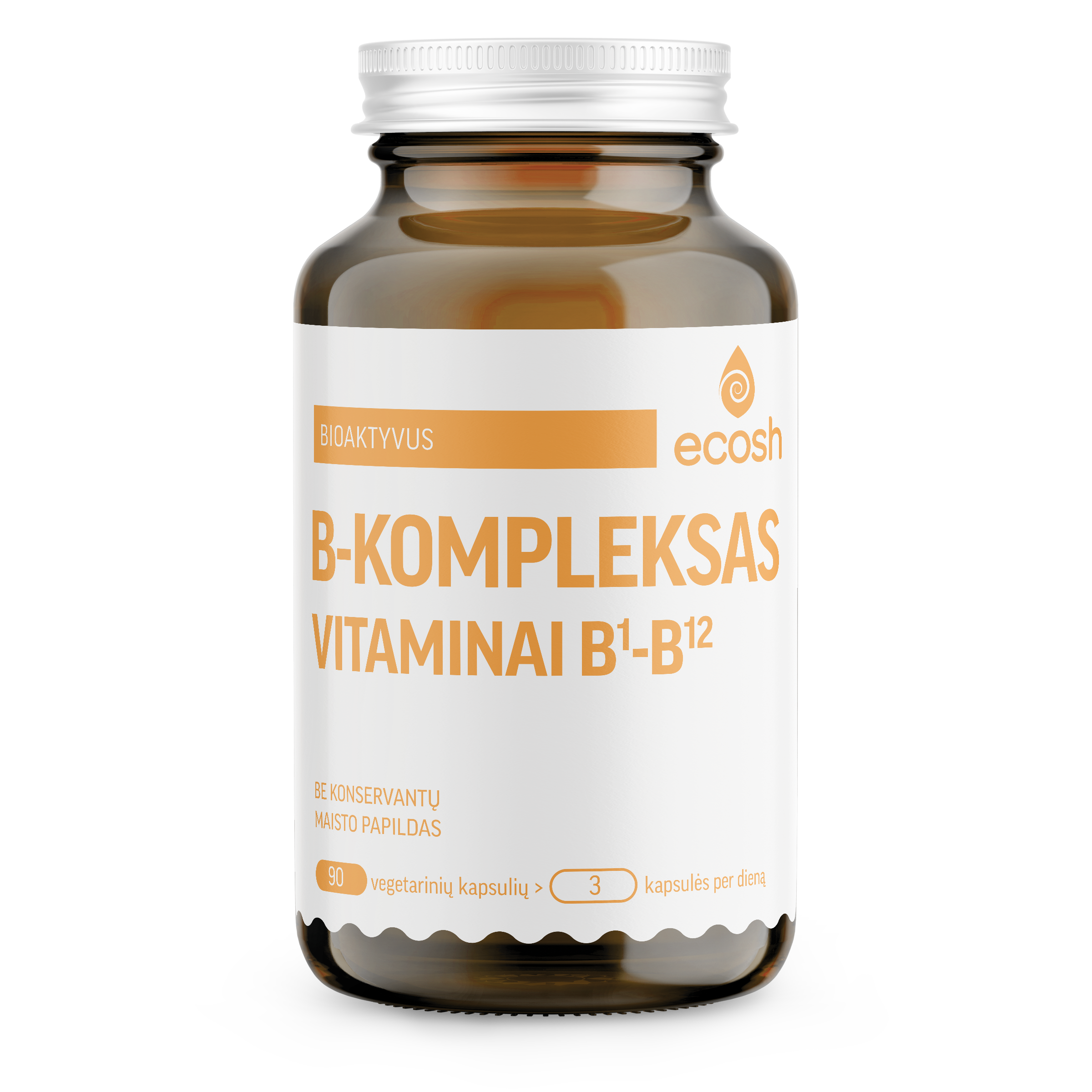 ECOSH bioaktyvus B vitaminų kompleksas, 90 kapsulių
